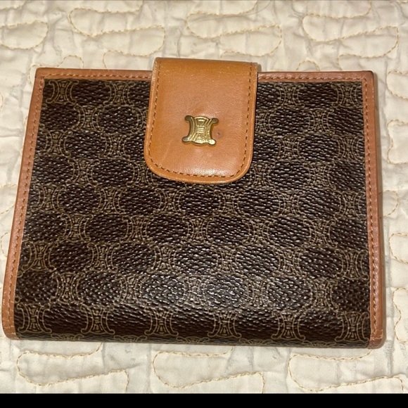 Celine Vintage EUC Paris Kisslock Compact Leather & Canvas Wallet - Picture 3 of 8